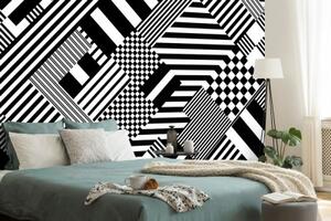 Tapeta jemné černobílé vzory - 150x100 cm