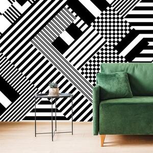 Tapeta jemné černobílé vzory - 300x200 cm