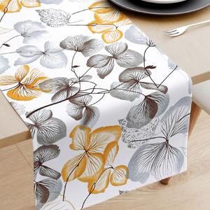Goldea běhoun na stůl 100% bavlněné plátno - šedo-hnědé květy s listy 35x140 cm