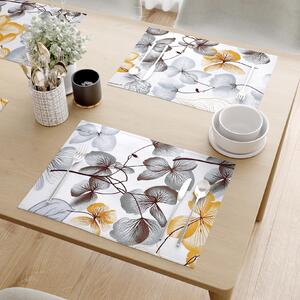 Goldea prostírání na stůl 100% bavlněné plátno - šedo-hnědé květy s listy - sada 2ks 30 x 40 cm