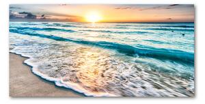 Foto obraz sklo tvrzené Západ slunce pláž osh-64168411