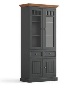 Massive home | Belluno Elegante velká grafitová vitrína 2D z masivu s dubovou deskou