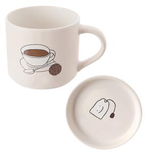 Bílý porcelánový hrnek s víčkem 450 ml – Orion