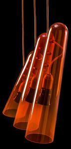 Závěsné svítidlo Brokis Flutes 0° PC956, Povrch Montury: kov - černý matný komaxit, Barva skla: Šedá kouřová - transparentní sklo, Baldachýn: kov - oranžový matný komaxit