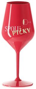 SPOLUPIČKY - červená nerozbitná sklenička na víno 470 ml