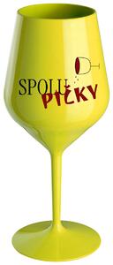 SPOLUPIČKY - žlutá nerozbitná sklenička na víno 470 ml