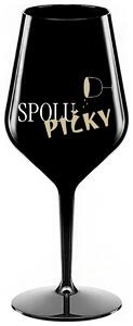 SPOLUPIČKY - černá nerozbitná sklenička na víno 470 ml