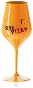 SPOLUPIČKY - oranžová nerozbitná sklenička na víno 470 ml
