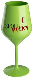 SPOLUPIČKY - zelená nerozbitná sklenička na víno 470 ml