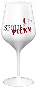 SPOLUPIČKY - bílá nerozbitná sklenička na víno 470 ml