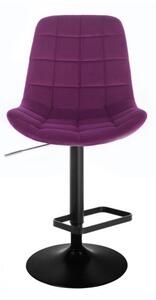 Barová židle PARIS VELUR na černém talíři - fuchsie