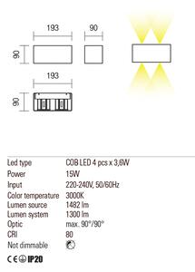 Redo Nástěnné LED svítidlo Amplitude Velikost: 193mm, Barva: Černá