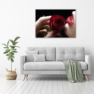 Foto obraz na plátně Žena s růži oc-6668624