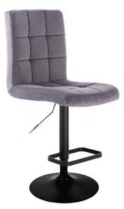 LuxuryForm Barová židle TOLEDO VELUR na černém talíři - tmavě šedá