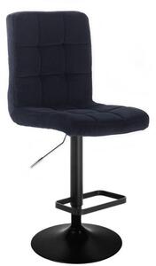 Barová židle TOLEDO VELUR na černém talíři - černá