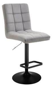 LuxuryForm Barová židle TOLEDO VELUR na černém talíři - světle šedá