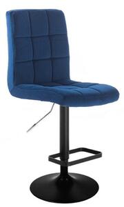 LuxuryForm Barová židle TOLEDO VELUR na černém talíři - modrá