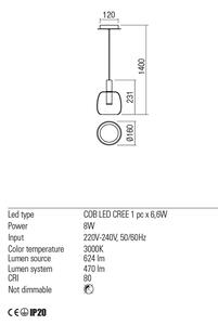 Redo Závěsné LED svítidlo Candela Barva: černá kouřová