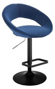 LuxuryForm Barová židle NAPOLI VELUR na černém talíři - modrá
