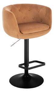 LuxuryForm Barová židle MONTANA VELUR na černém talíři - hnědá
