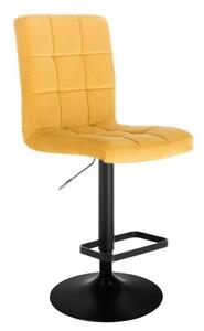 Barová židle TOLEDO VELUR na černém talíři - žlutá