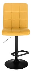 LuxuryForm Barová židle TOLEDO VELUR na černém talíři - žlutá