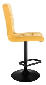 LuxuryForm Barová židle TOLEDO VELUR na černém talíři - žlutá