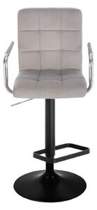 LuxuryForm Barová židle VERONA VELUR na černém talíři - světle šedá