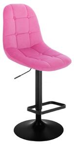 Barová židle SAMSON VELUR na černém talíři - růžová