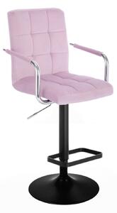 LuxuryForm Barová židle VERONA VELUR na černém talíři - fialový vřes