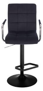 LuxuryForm Barová židle VERONA VELUR na černém talíři - černá