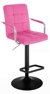 Barová židle VERONA VELUR na černém talíři - růžová