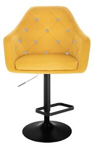 LuxuryForm Barová židle ROMA VELUR na černém talíři - žlutá