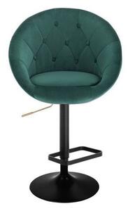 LuxuryForm Barová židle VERA VELUR na černém talíři - zelená