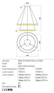 Redo Závěsné LED svítidlo Febe - 2 kruhy, ø80cm/ø60cm Barva: Černá, Chromatičnost: 3000K