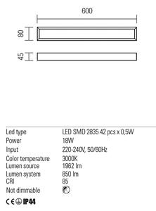 Redo Nástěnná LED lampa Horizon, d: 60cm