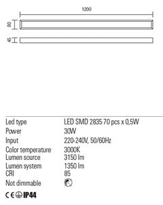 Redo Nástěnná LED lampa Horizon, d: 120cm