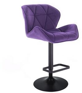 Barová židle MILANO VELUR na černém talíři - fialová