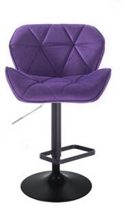 LuxuryForm Barová židle MILANO VELUR na černém talíři - fialová