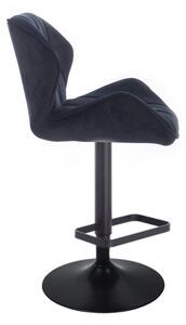 LuxuryForm Barová židle MILANO VELUR na černém talíři - černá