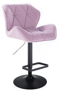 LuxuryForm Barová židle MILANO VELUR na černém talíři - fialový vřes