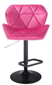 Barová židle MILANO VELUR na černém talíři - růžová
