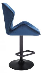LuxuryForm Barová židle MILANO MAX VELUR na černém talíři - modrá