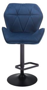 LuxuryForm Barová židle MILANO MAX VELUR na černém talíři - modrá