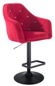 LuxuryForm Barová židle ROMA VELUR na černém talíři - červená