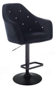 LuxuryForm Barová židle ROMA VELUR na černém talíři - černá