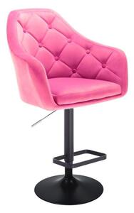 Barová židle ANDORA VELUR na černém talíři - růžová
