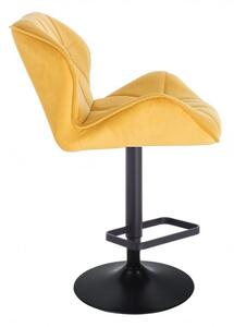 LuxuryForm Barová židle MILANO VELUR na černé kulaté podstavě - žlutá