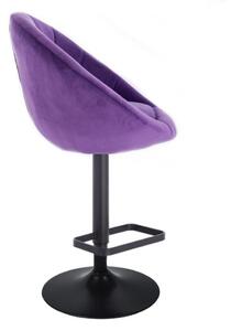 Barová židle VERA VELUR na černém talíři - fialová