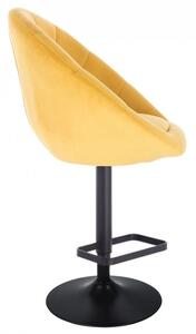 Barová židle VERA VELUR na černém talíři - žlutá